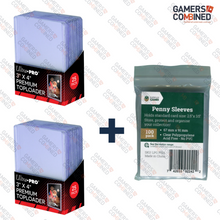 Load image into Gallery viewer, 50 Ultra PRO Premium Card Toploaders Loaders Toploader + 100 Penny Card Sleeves