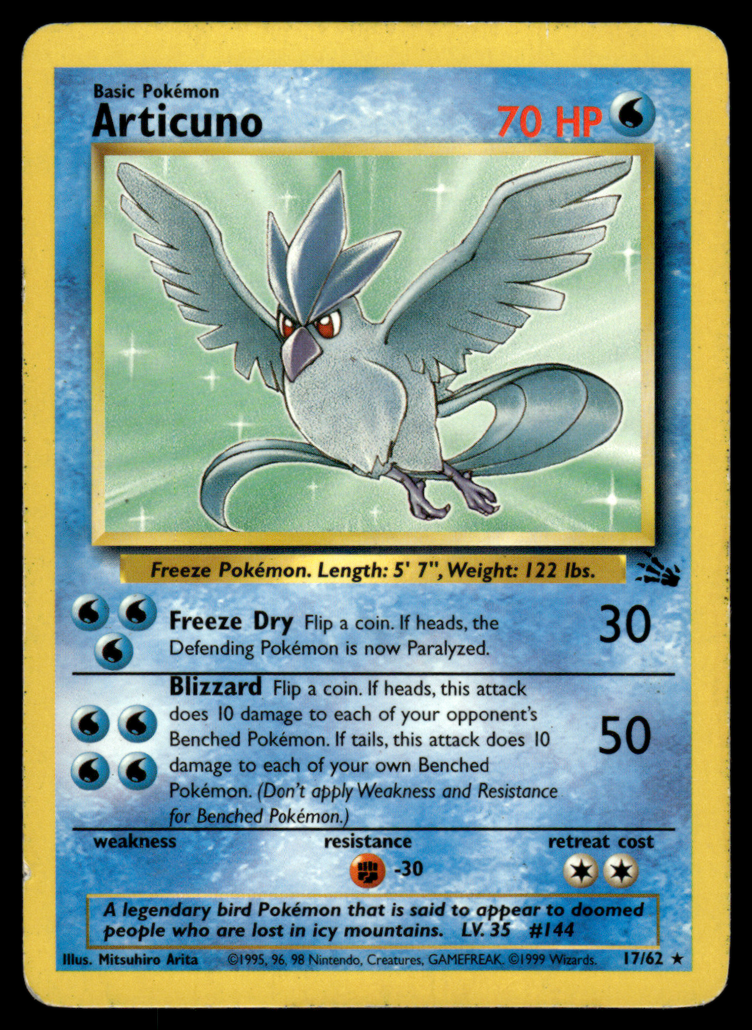 Pokemon Card Articuno Fossil Set Non-Holo 17/62 LP-MP