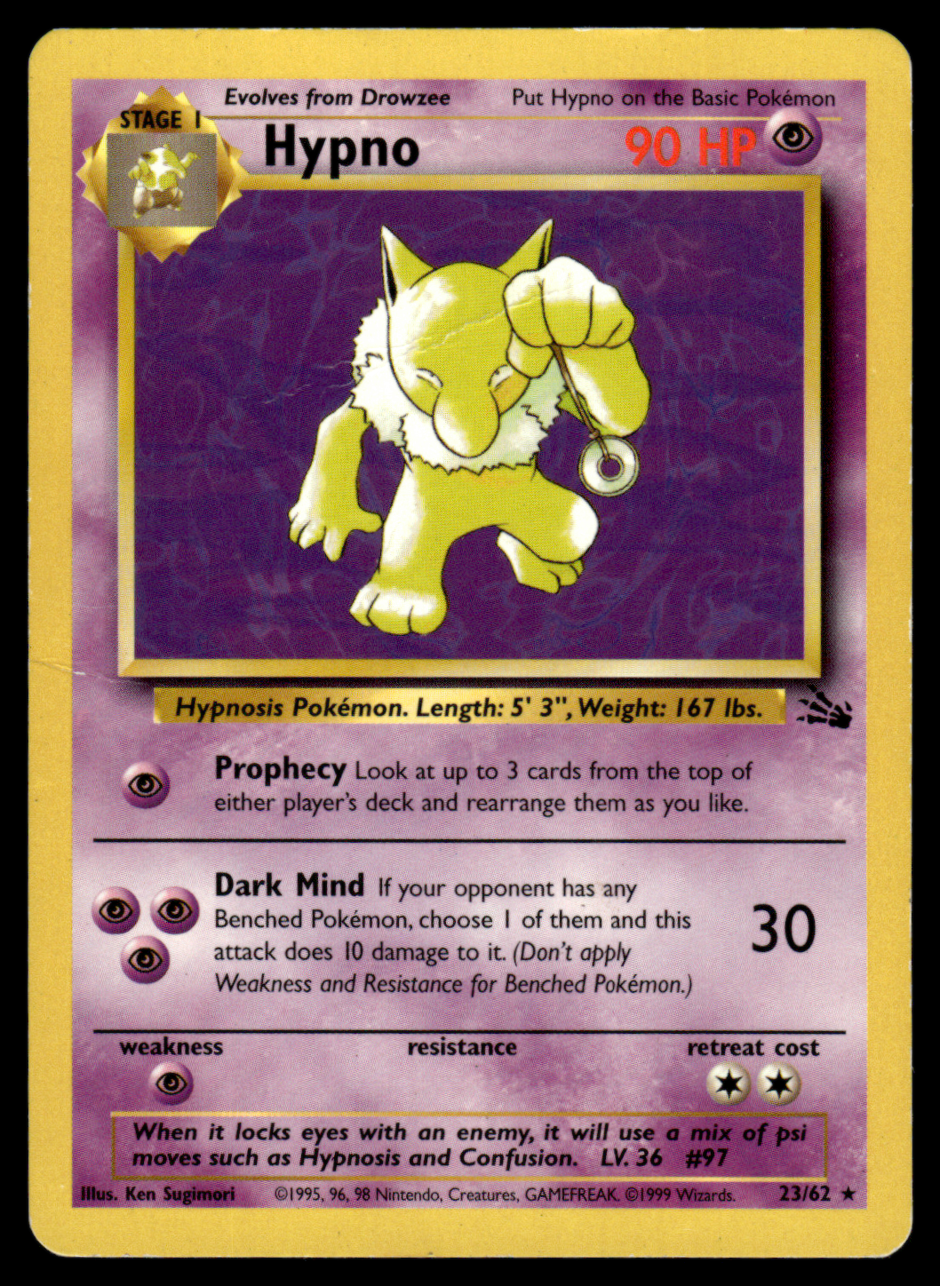 Pokemon Card Hypno Fossil Set Non-Holo 23/62 LP-MP – Gamers Combined