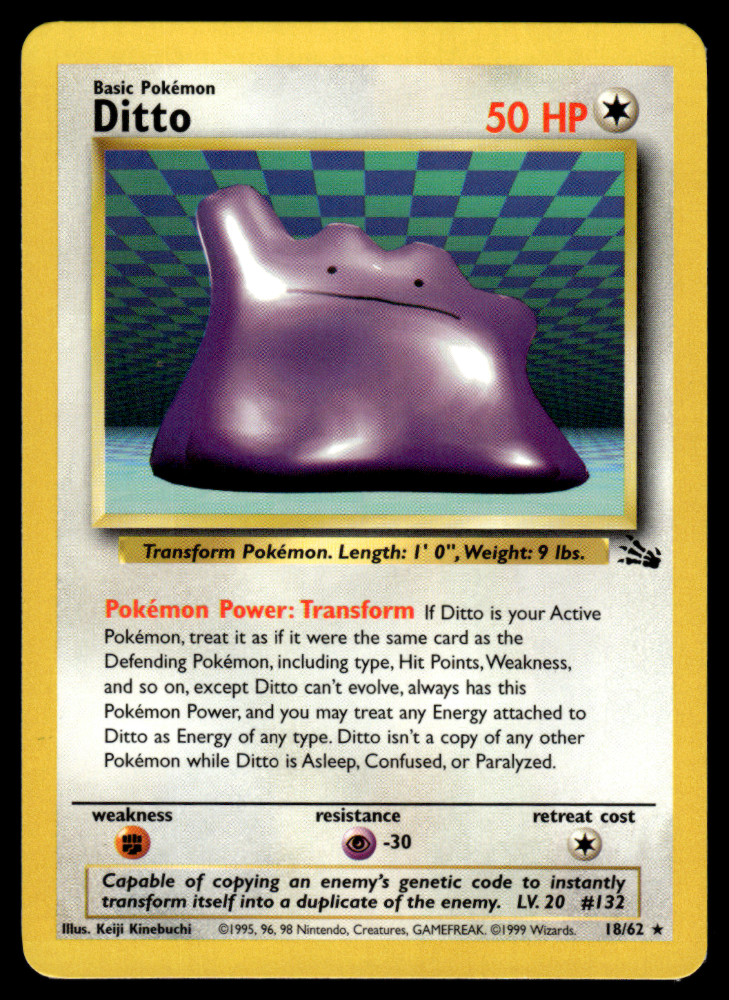 Pokemon Card Ditto Fossil Set Non-Holo 18/62 NM-LP