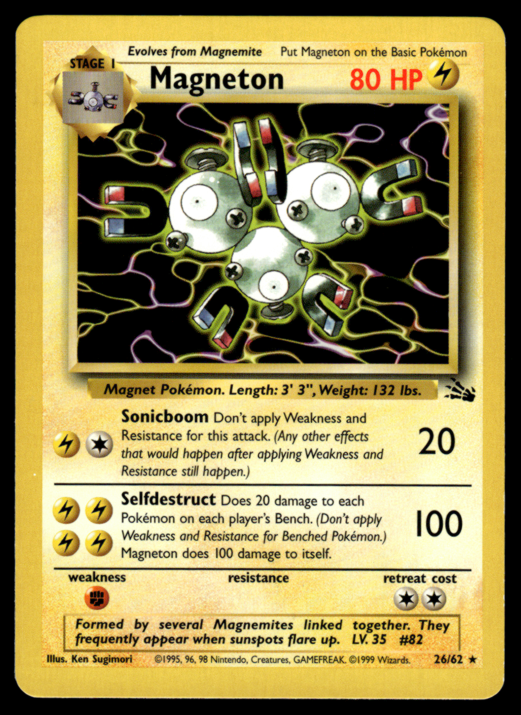 Pokemon Card Magneton Fossil Set Non-Holo 26/62 NM-LP