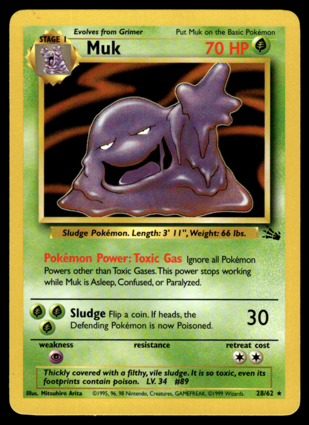 Pokemon Card Muk Fossil Set Non-Holo 28/62 NM-LP