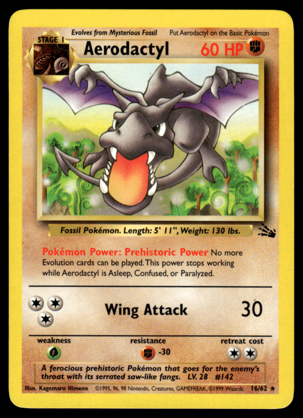 Pokemon Card Aerodactyl Fossil Set Non-Holo 16/62 NM-LP