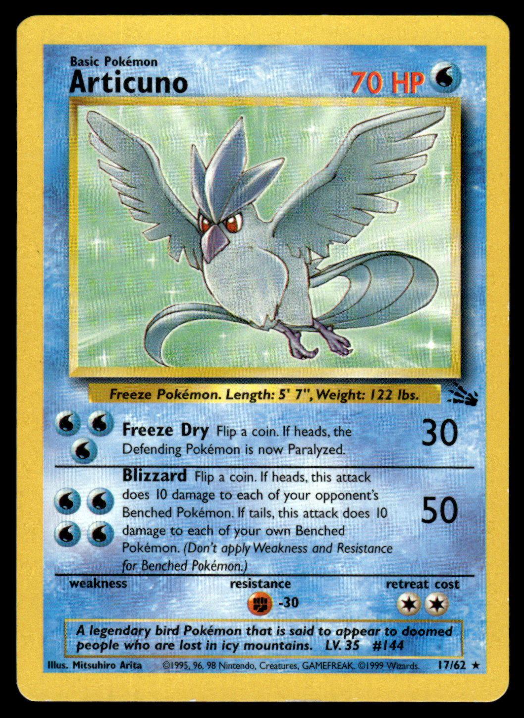 Pokemon Card Articuno Fossil Set Non-Holo 17/62 NM-LP