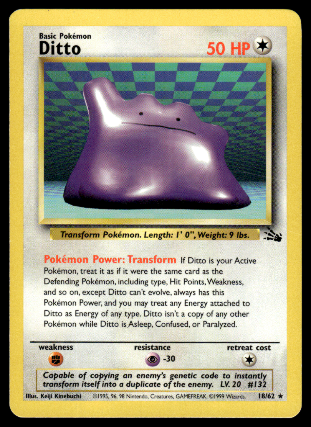 Pokemon Card Ditto Fossil Set Non-Holo 18/62 NM-LP