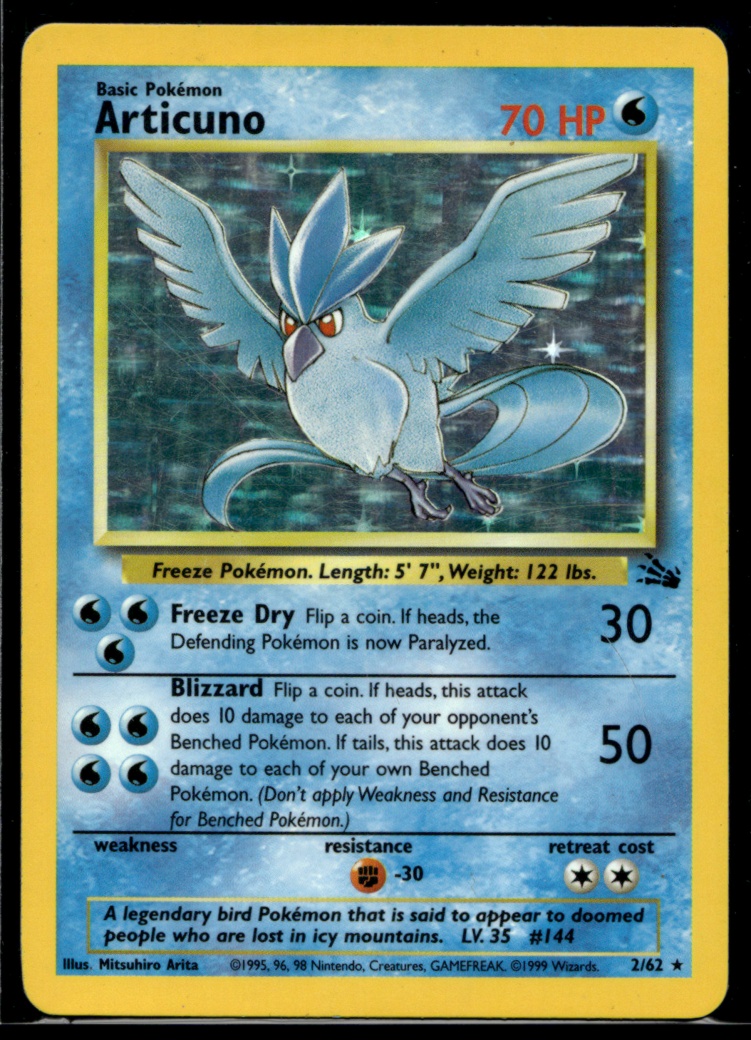 Pokemon Card Articuno Fossil Set Holo 2/62 NM-LP