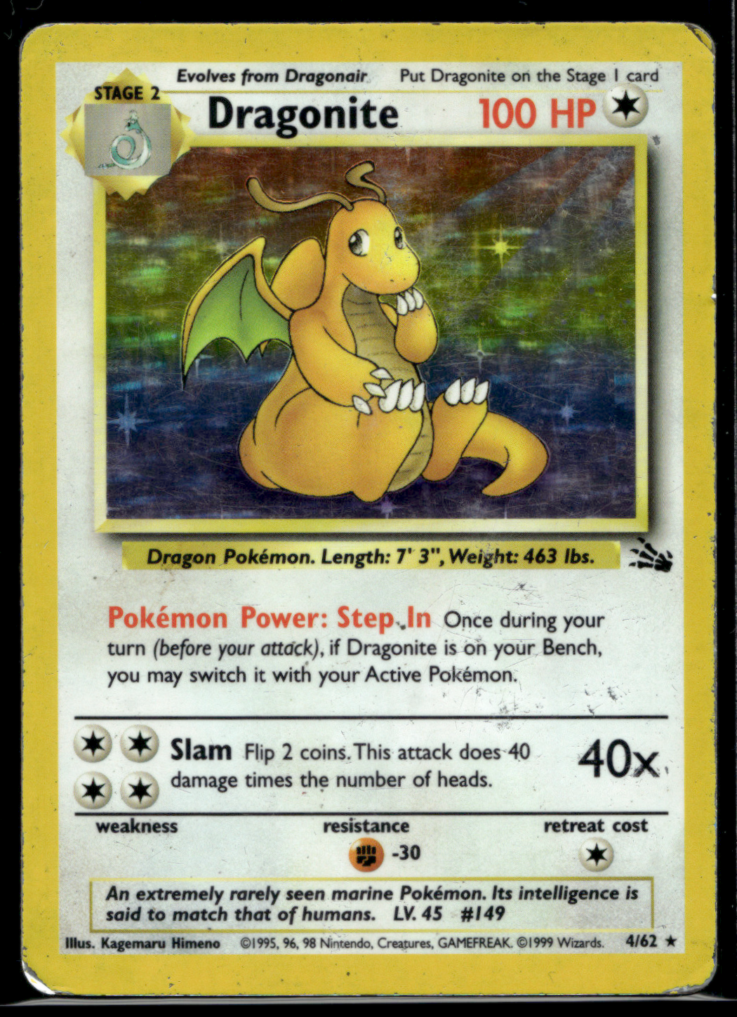 pokemon card dragonite 4 62 Dragonite (4/62) [Fossil Unlimited] – Exor Games Dartmouth main image 1