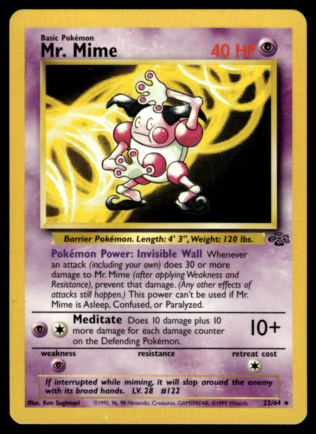 Pokemon Card Mr Mime Jungle Set Non-Holo 22/64 NM-LP