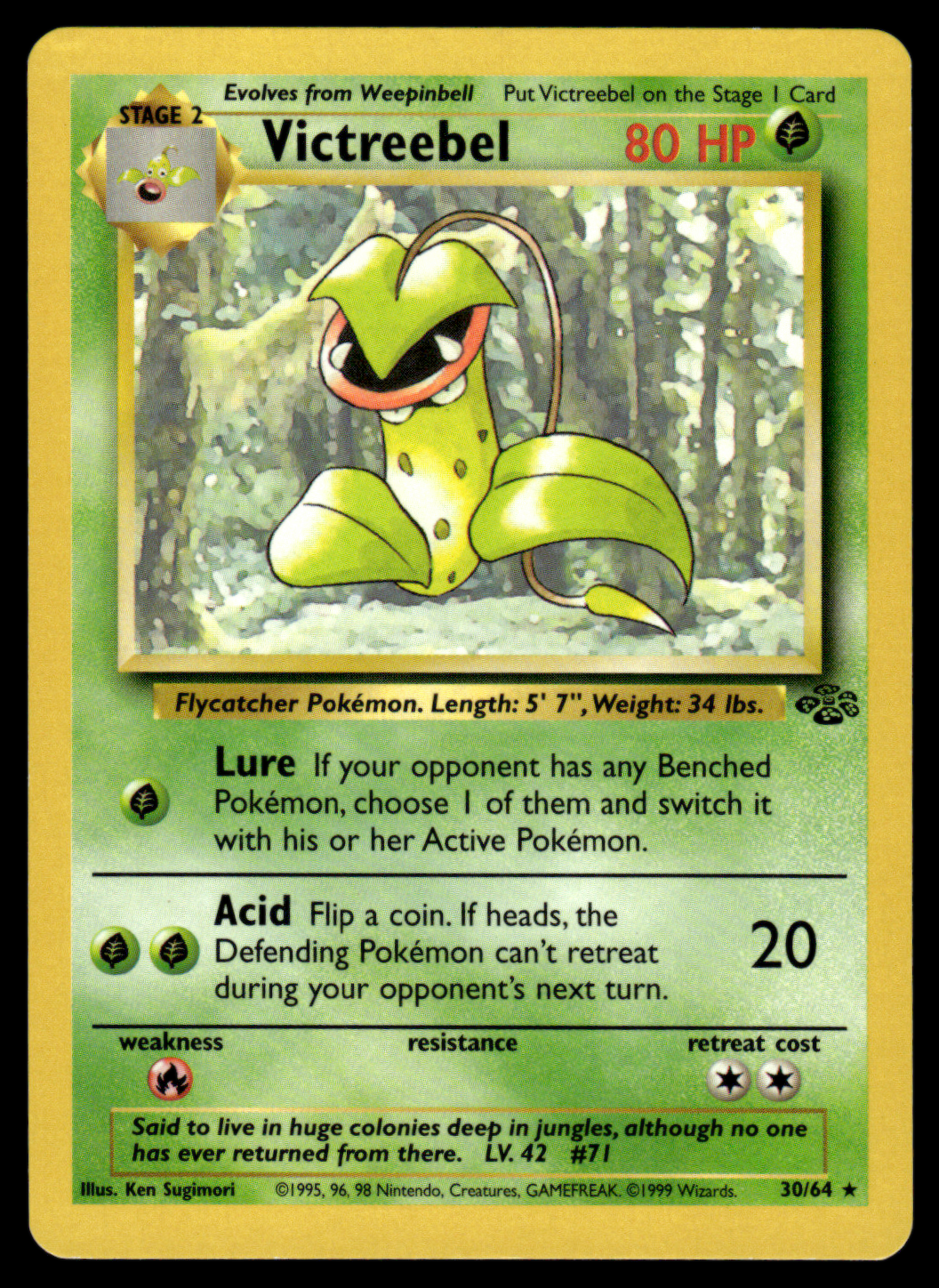 Pokemon Card Victreebell Jungle Set Non-Holo 30/64 NM-LP