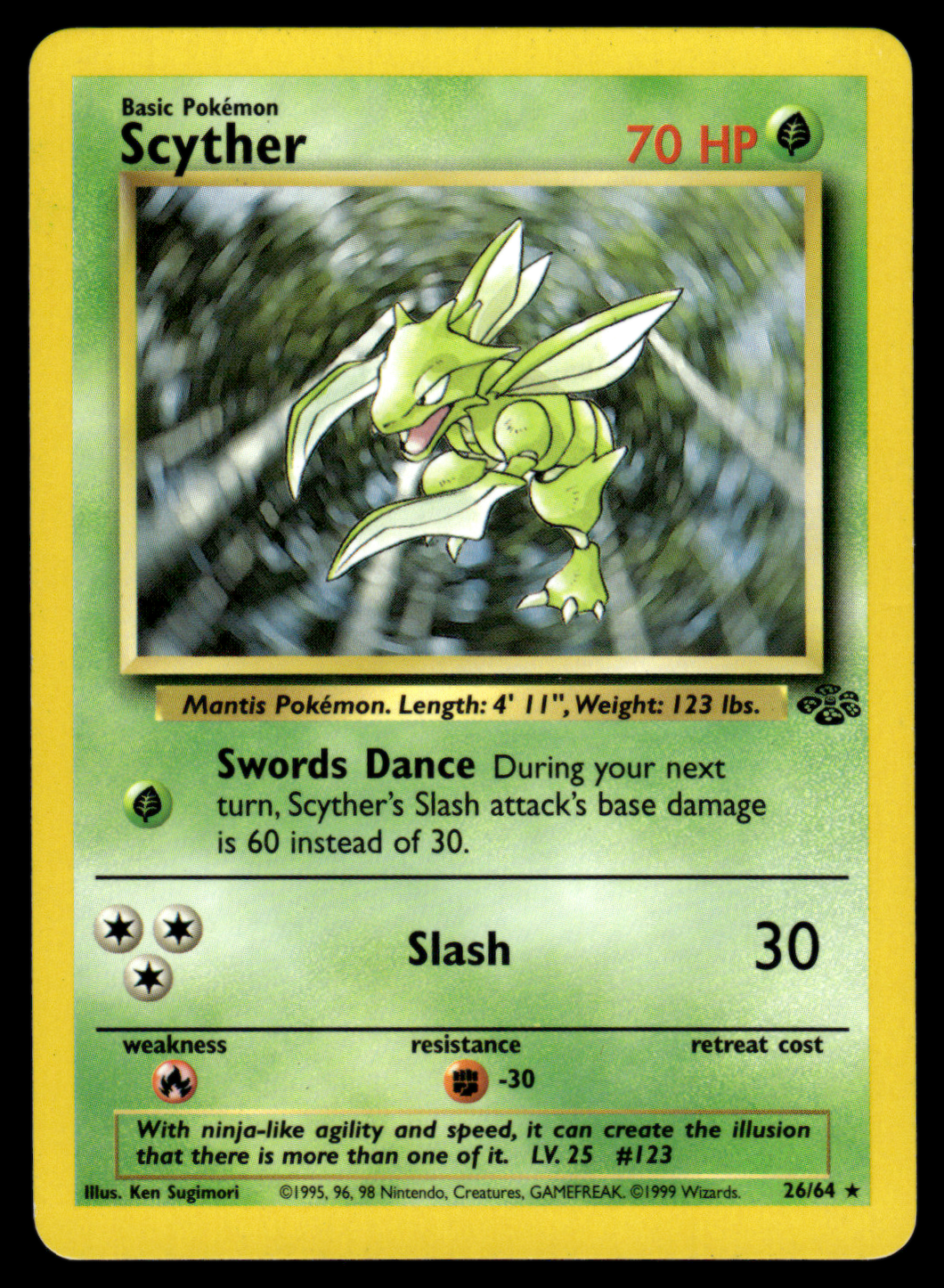 Pokemon Card Scyther Jungle Set Non-Holo 26/64 NM-LP