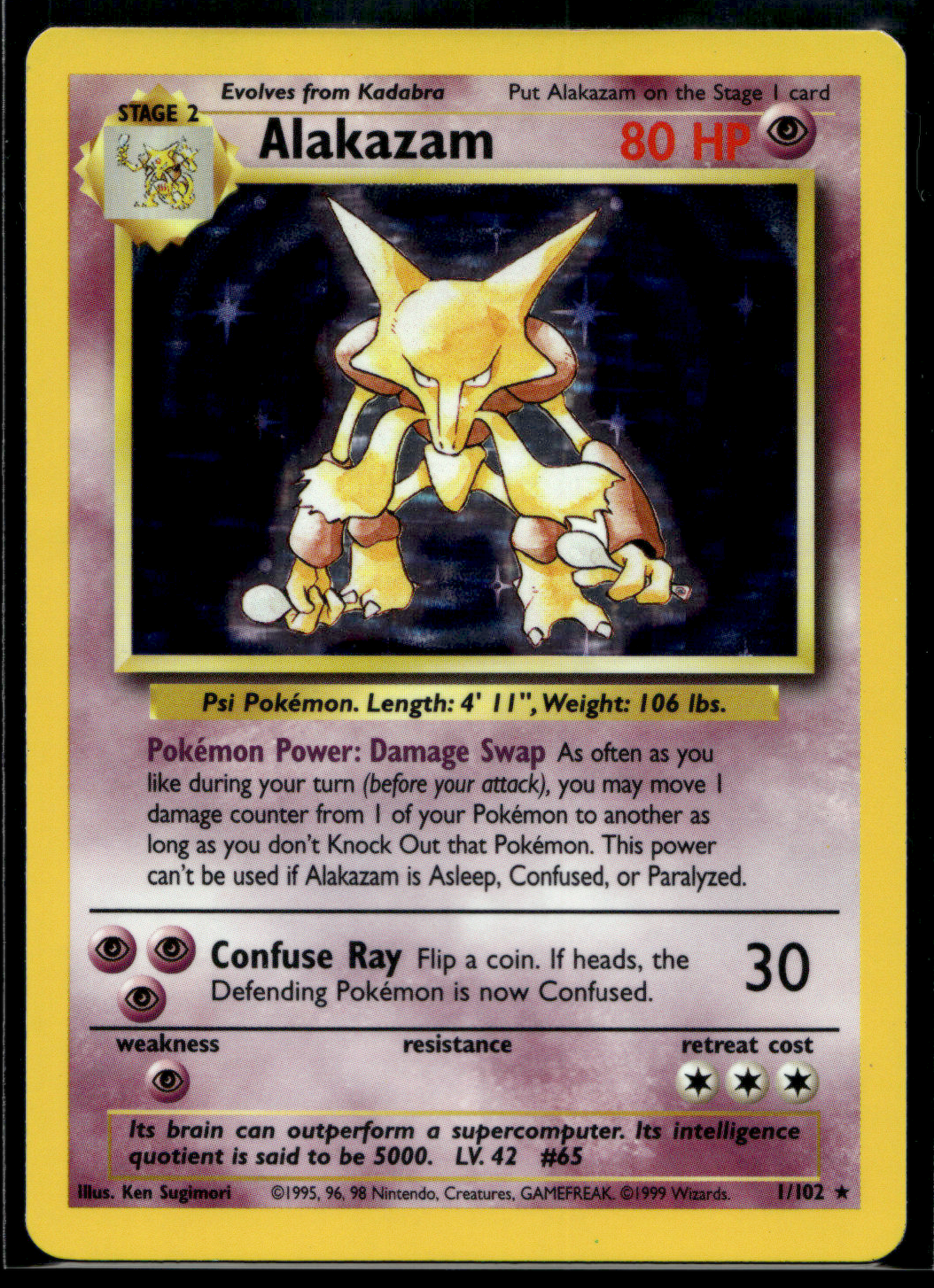 alakazam pokemon card holo Pokemon Card Alakazam Holo Base Set Unlimited 1/102 NM-LP – Gamers Combined