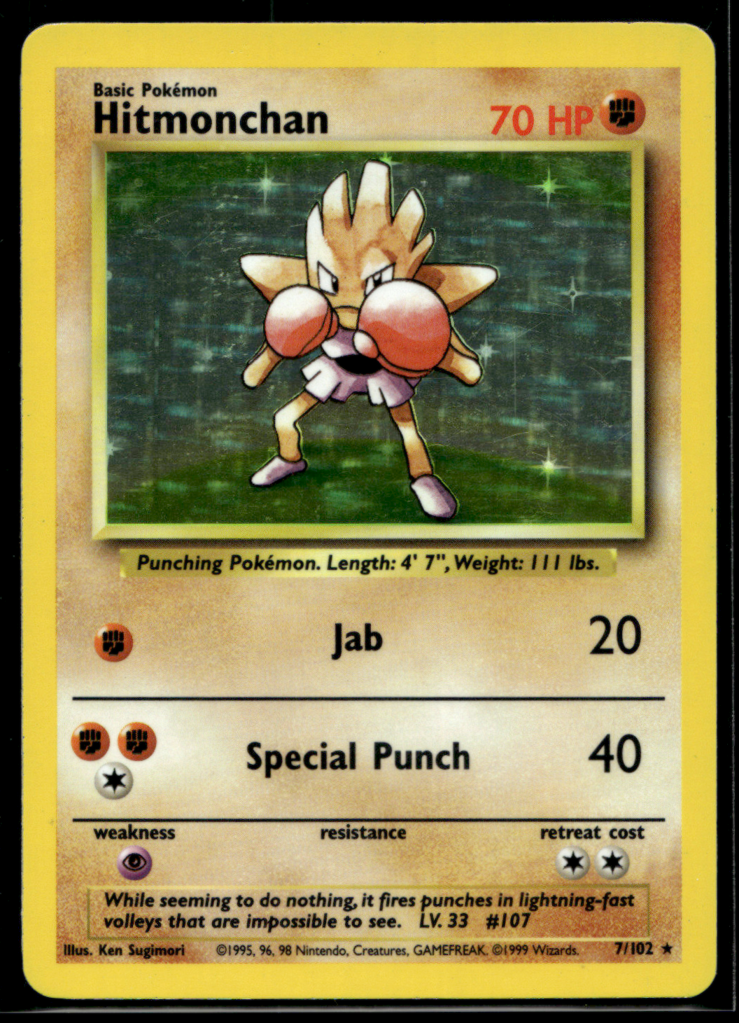 hitmonchan holographic pokemon card PSA 8 NM main image 0