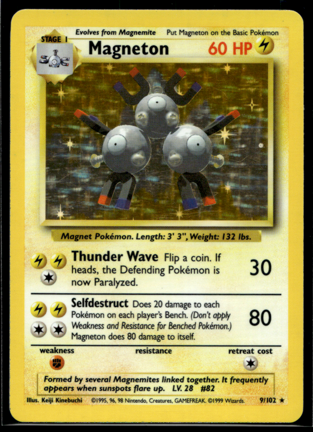 Pokemon Card Magneton Holo Base Set Unlimited 9/102 NM-LP