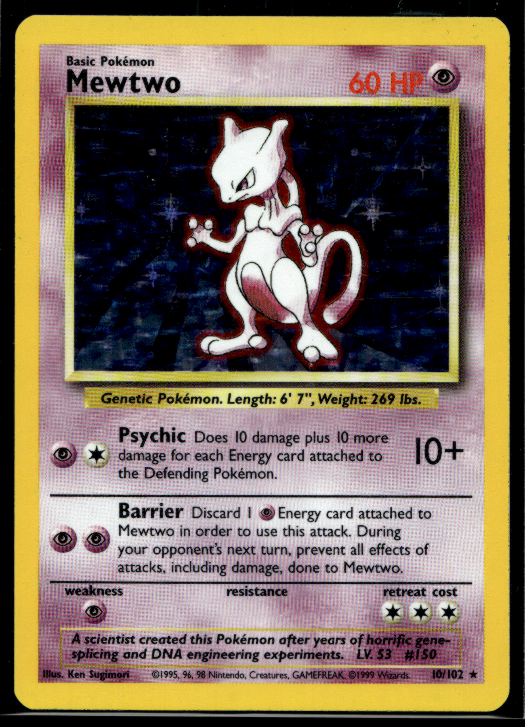 Pokemon Card Mewtwo Holo Base Set Unlimited 10/102 NM-LP