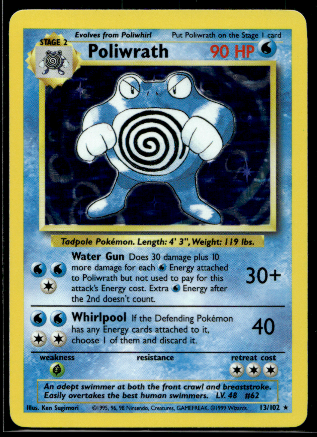 Pokemon Card Poliwrath Holo Base Set Unlimited 13/102 NM-LP