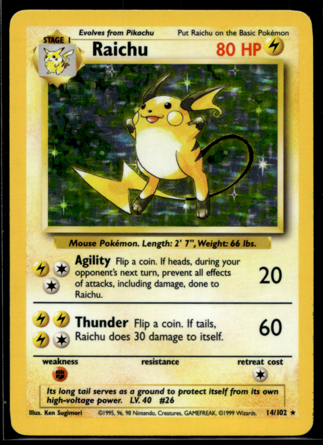 Pokemon Card Raichu Holo Base Set Unlimited 14/102 NM-LP – Gamers Combined
