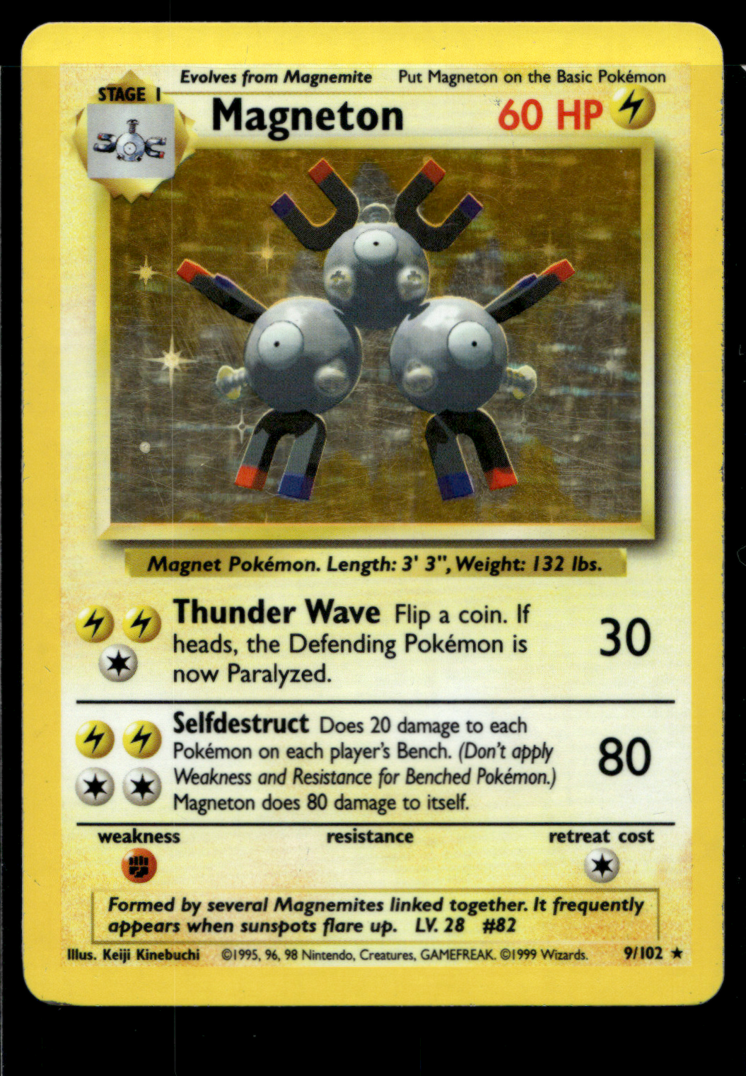 Pokemon Card Magneton Holo Base Set Unlimited 9/102 LP-MP