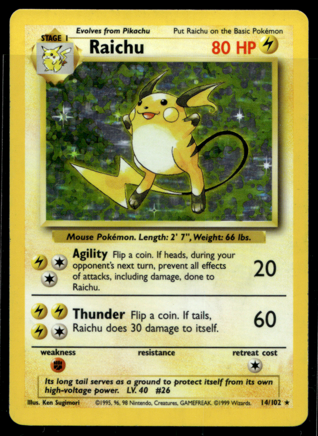 Pokemon Card Raichu Holo Base Set Unlimited 14/102 LP-MP – Gamers Combined