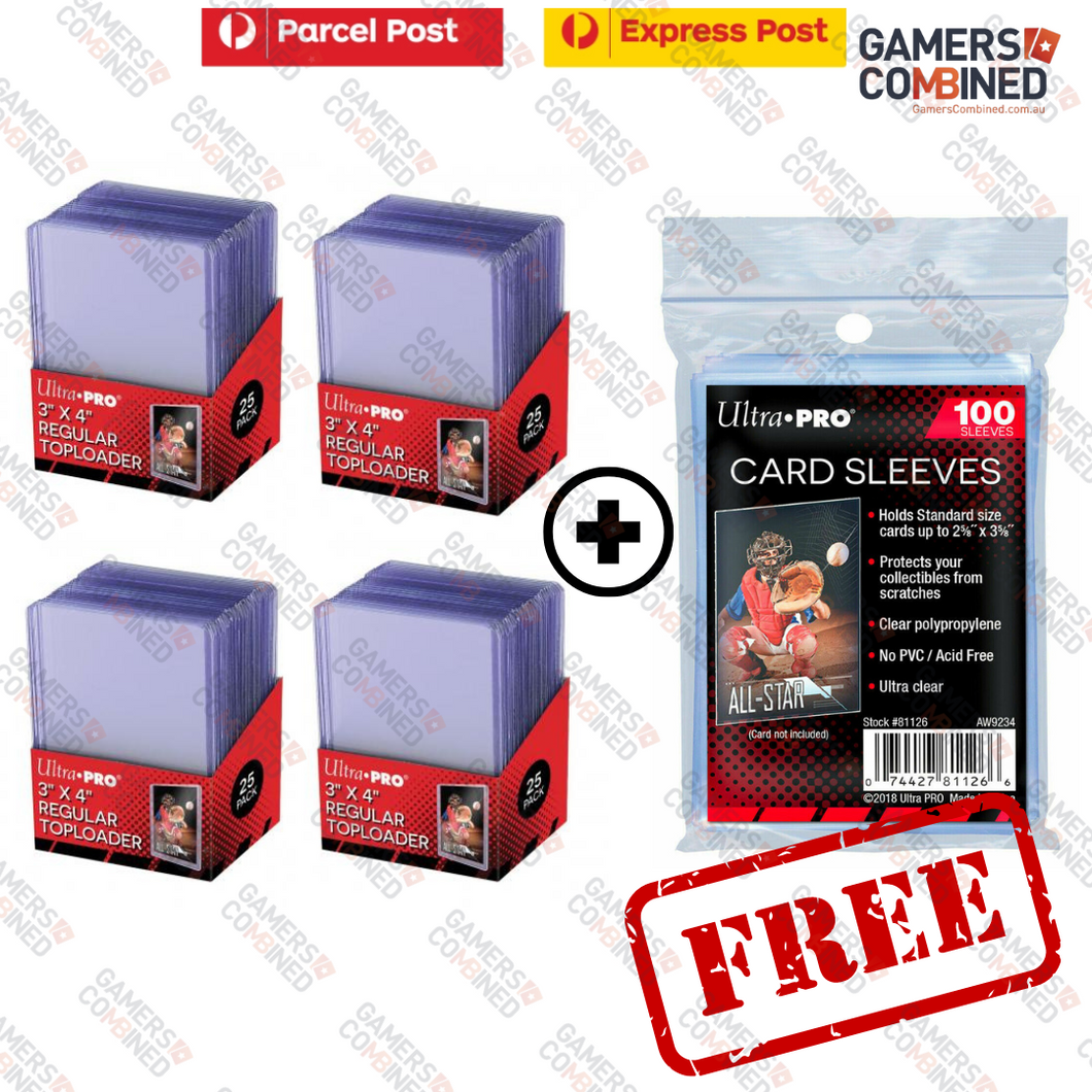 Ultra Pro 35pt Clear Toploaders #81222 (100ct) + Free Card Sleeves