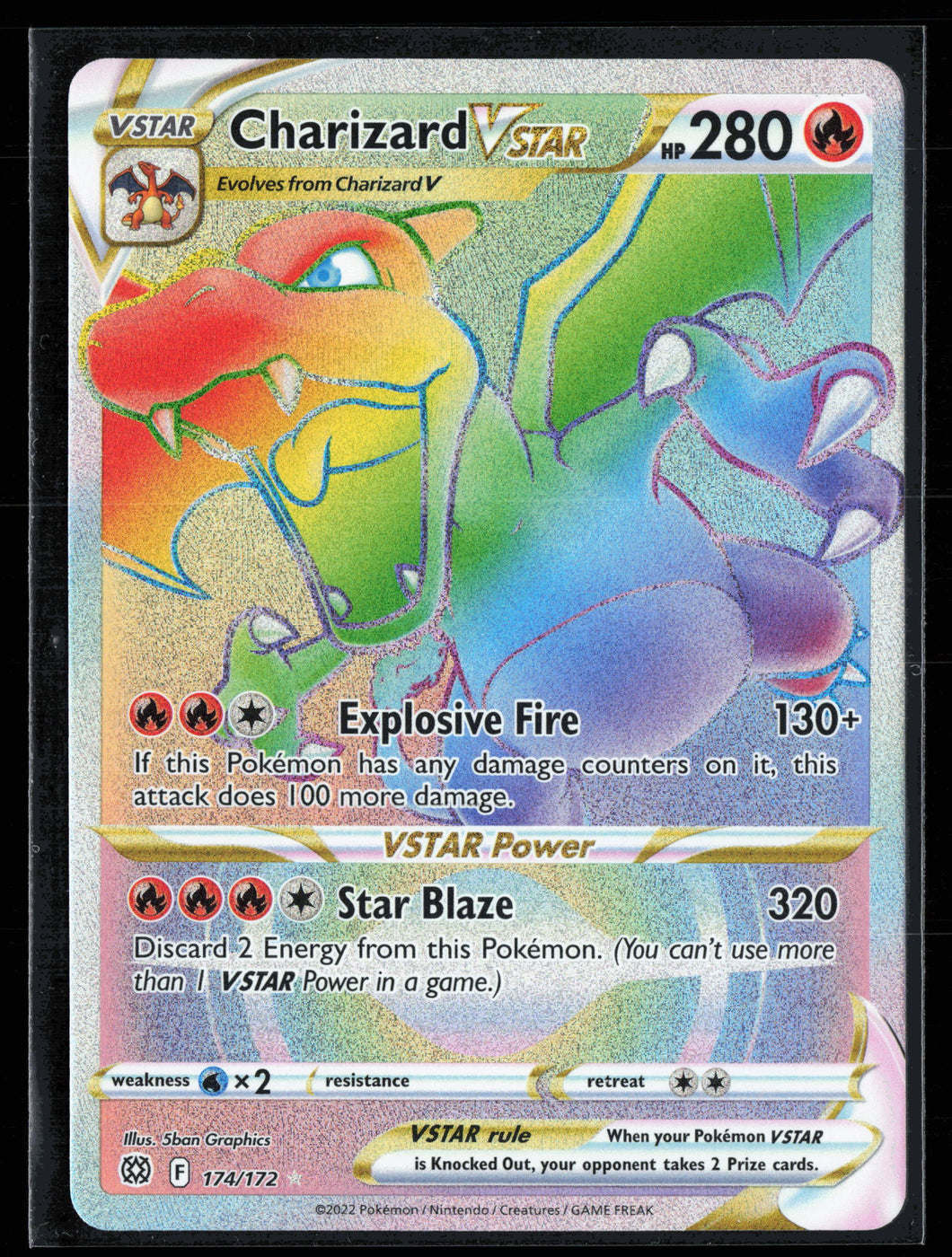 Pokemon 2022 Brilliant Stars #174 Charizard VSTAR Rainbow