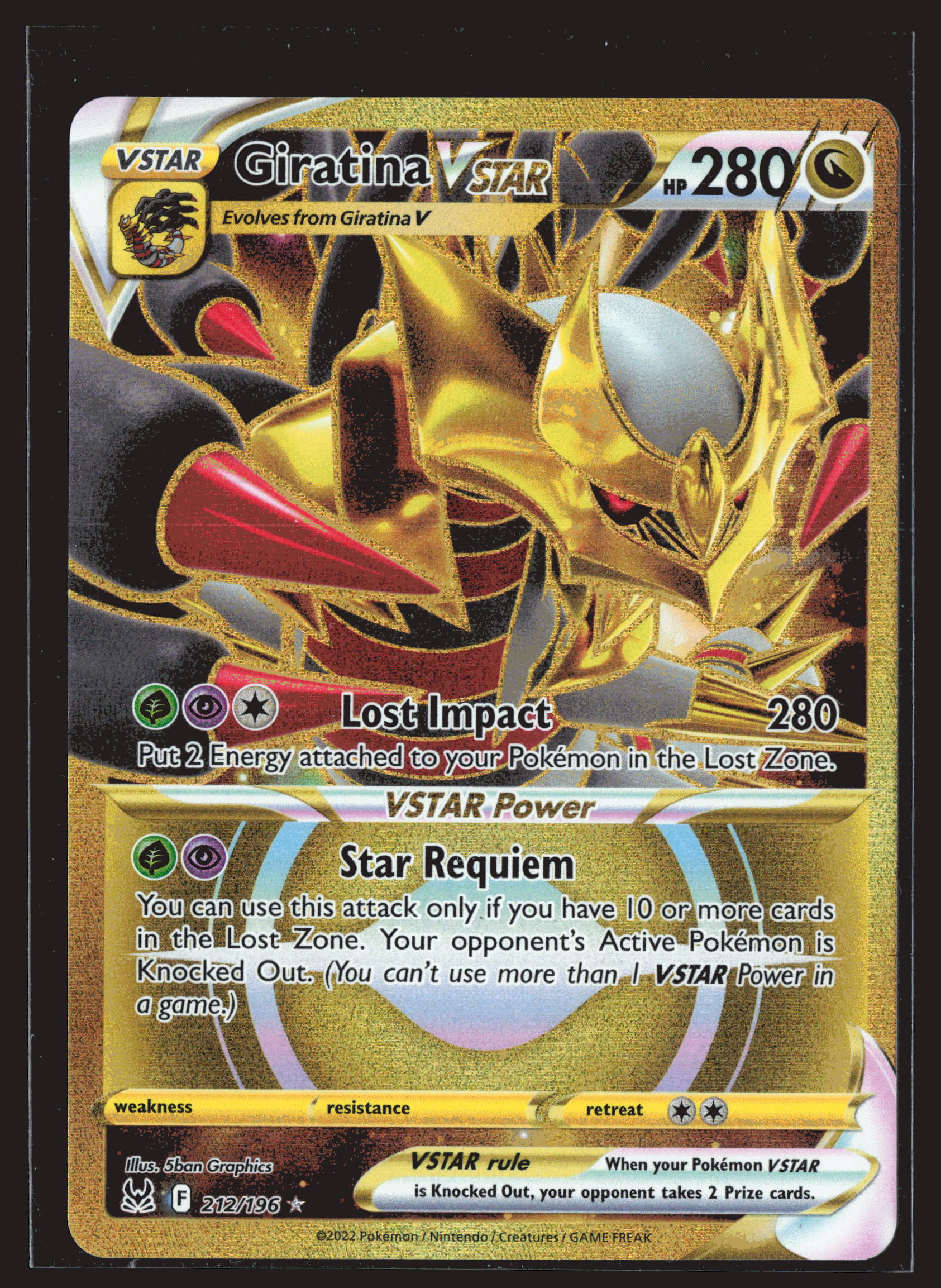 Pokemon 2022 Lost Origin #212 Giratina VSTAR Gold Gamers Combined Pokemon 2022 Lost Origin #212 Giratina VSTAR Gold Gamers Combined
