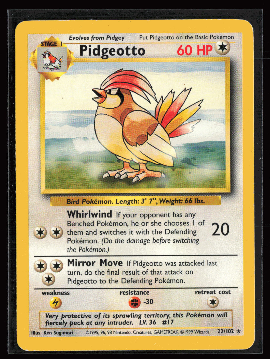 Pidgeotto Base Set Unlimited 1999 Pokemon LP-MP