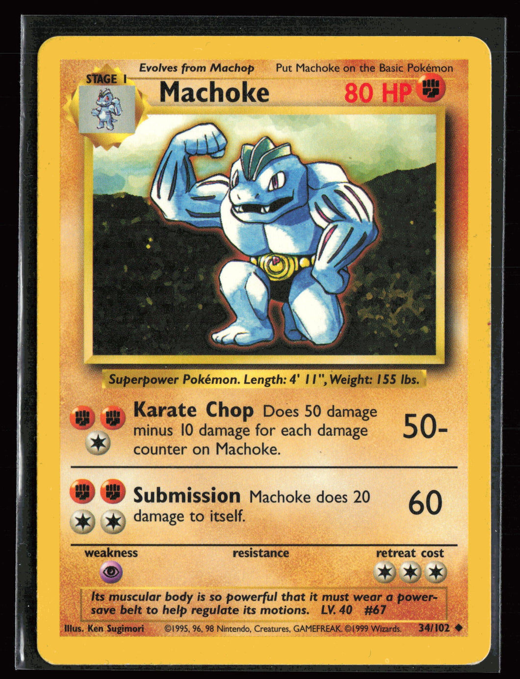 Machoke Base Set Unlimited 1999 Pokemon LP-MP