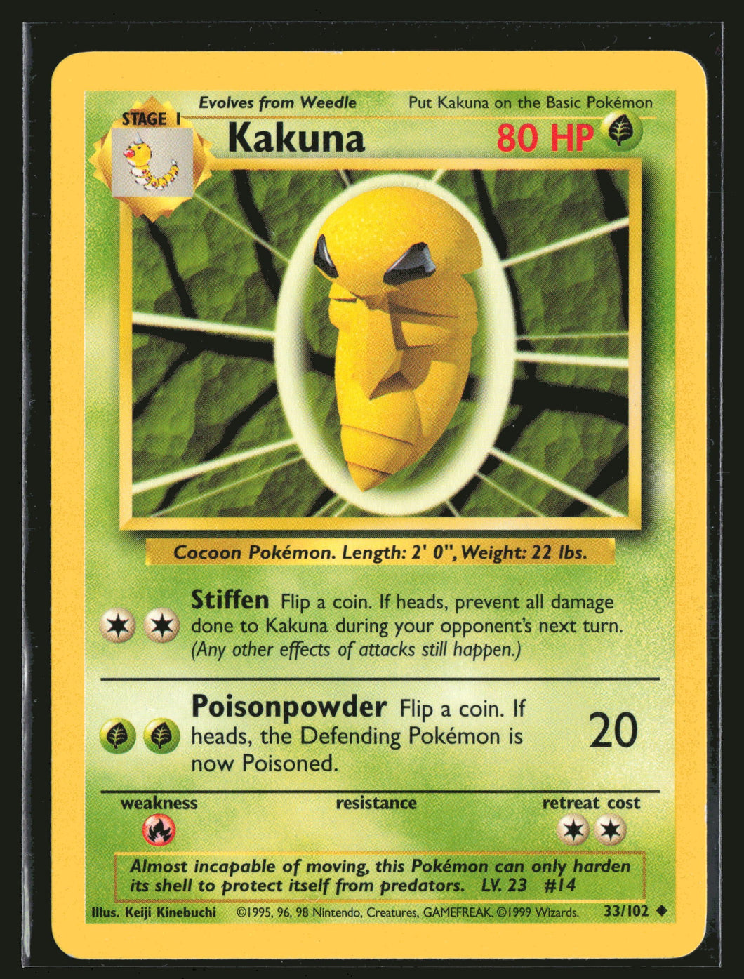 Kakuna Base Set Unlimited 1999 Pokemon EXC-LP
