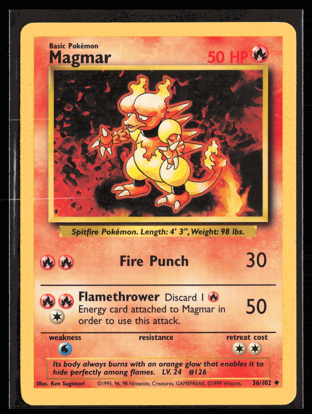 Magmar Base Set Unlimited 1999 Pokemon LP-MP