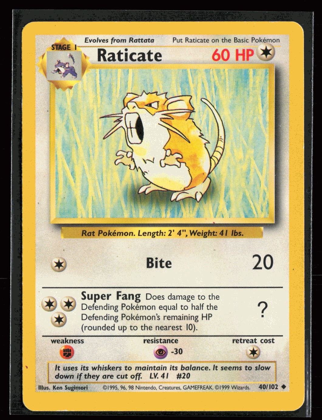 Raticate Base Set Unlimited 1999 Pokemon LP-MP