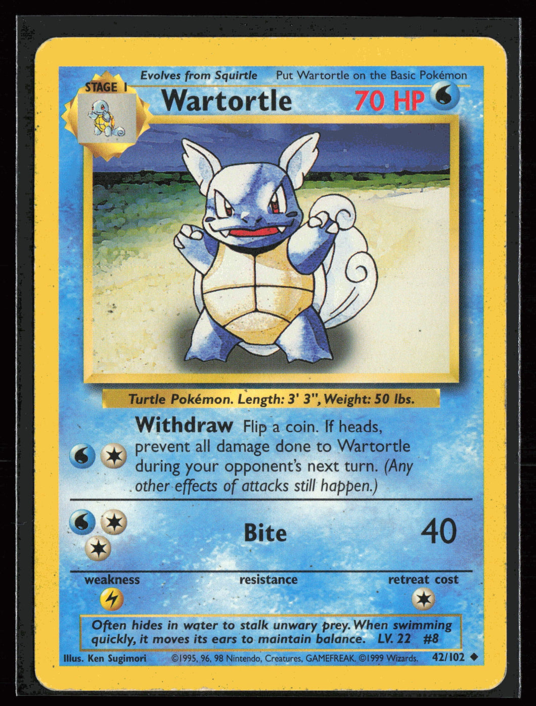 Wartortle Base Set Unlimited 1999 Pokemon LP-MP