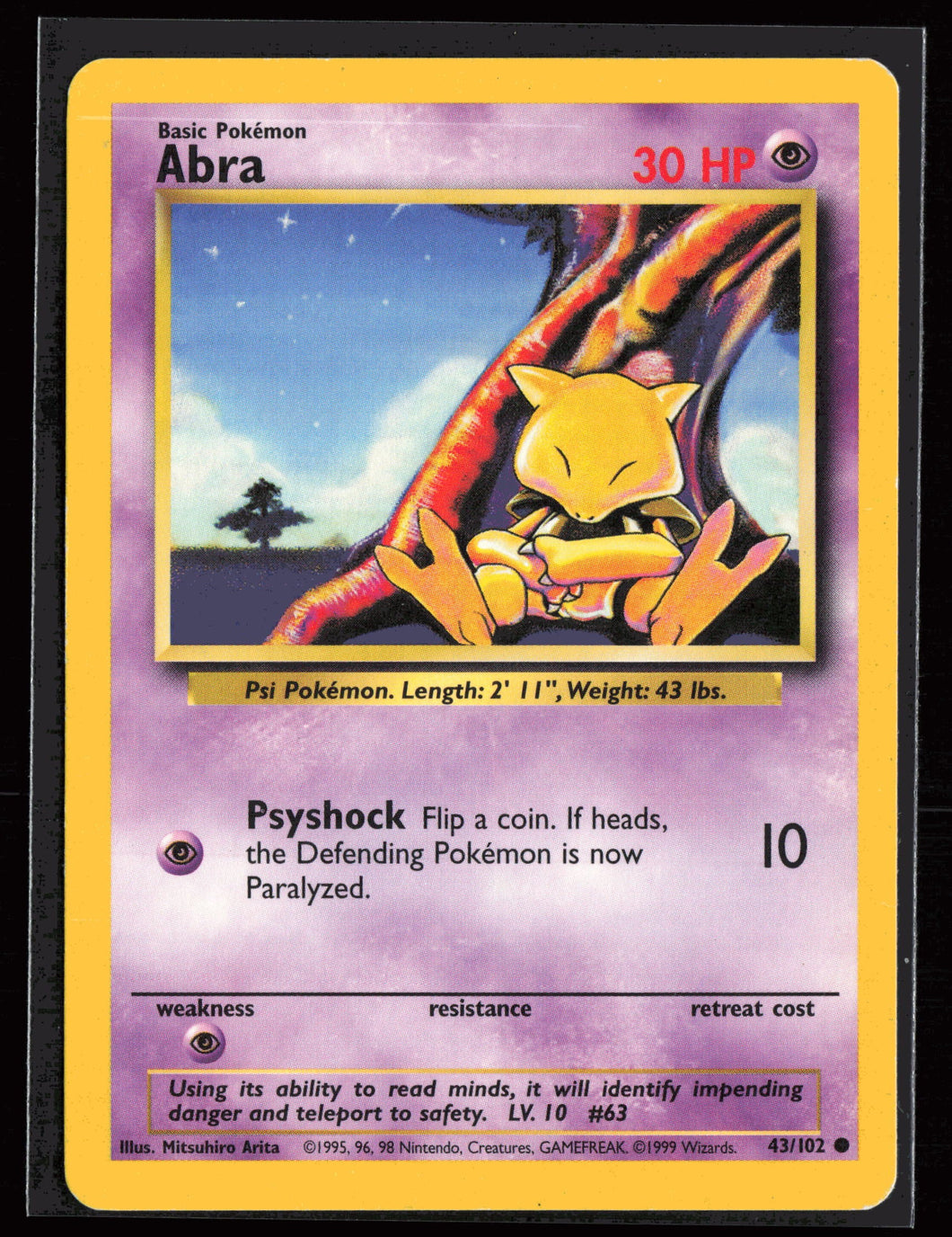 Abra Base Set Unlimited 1999 Pokemon EXC-LP