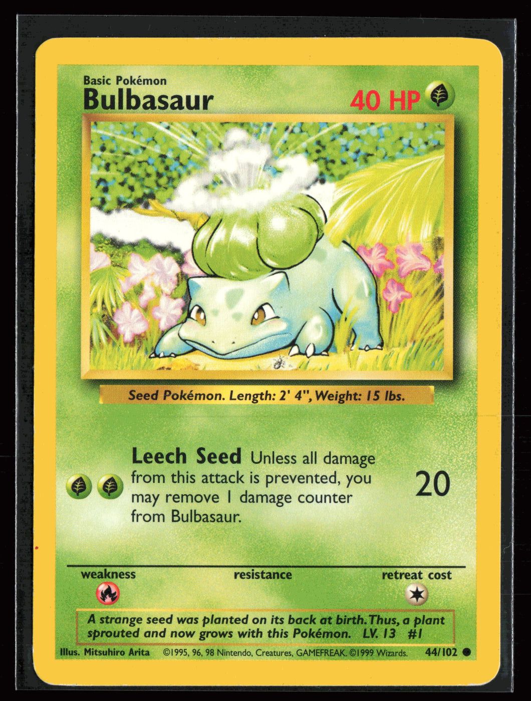 Bulbasaur Base Set Unlimited 1999 Pokemon EXC-LP