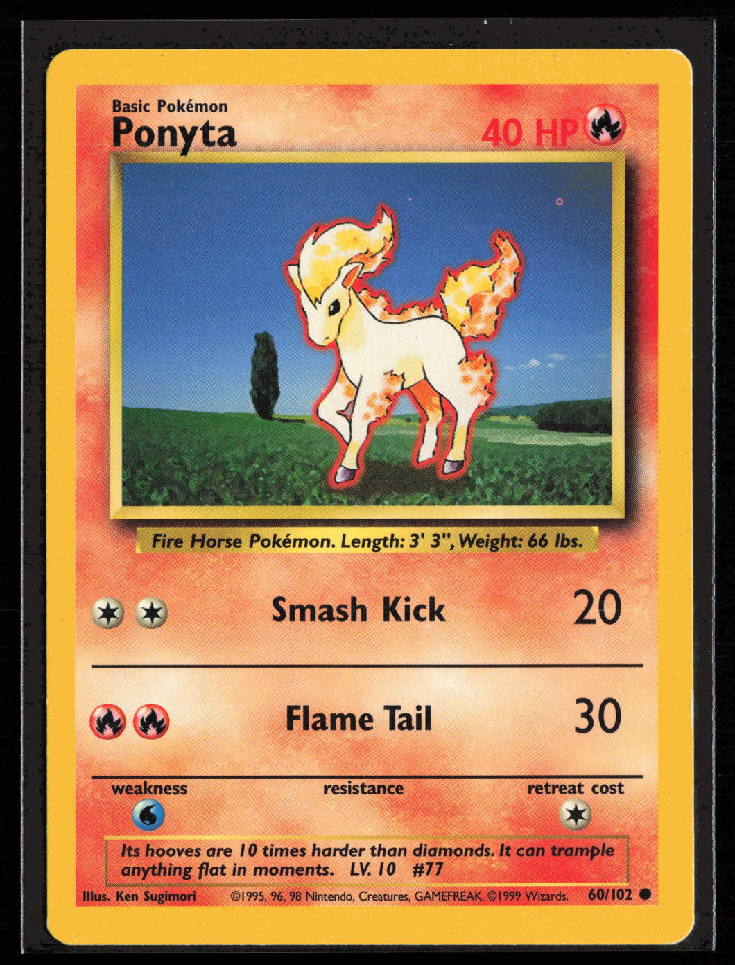 Ponyta Base Set Unlimited 1999 Pokemon EXC-LP