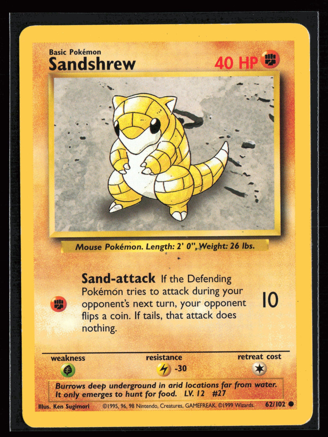 Sandshrew Base Set Unlimited 1999 Pokemon EXC-LP