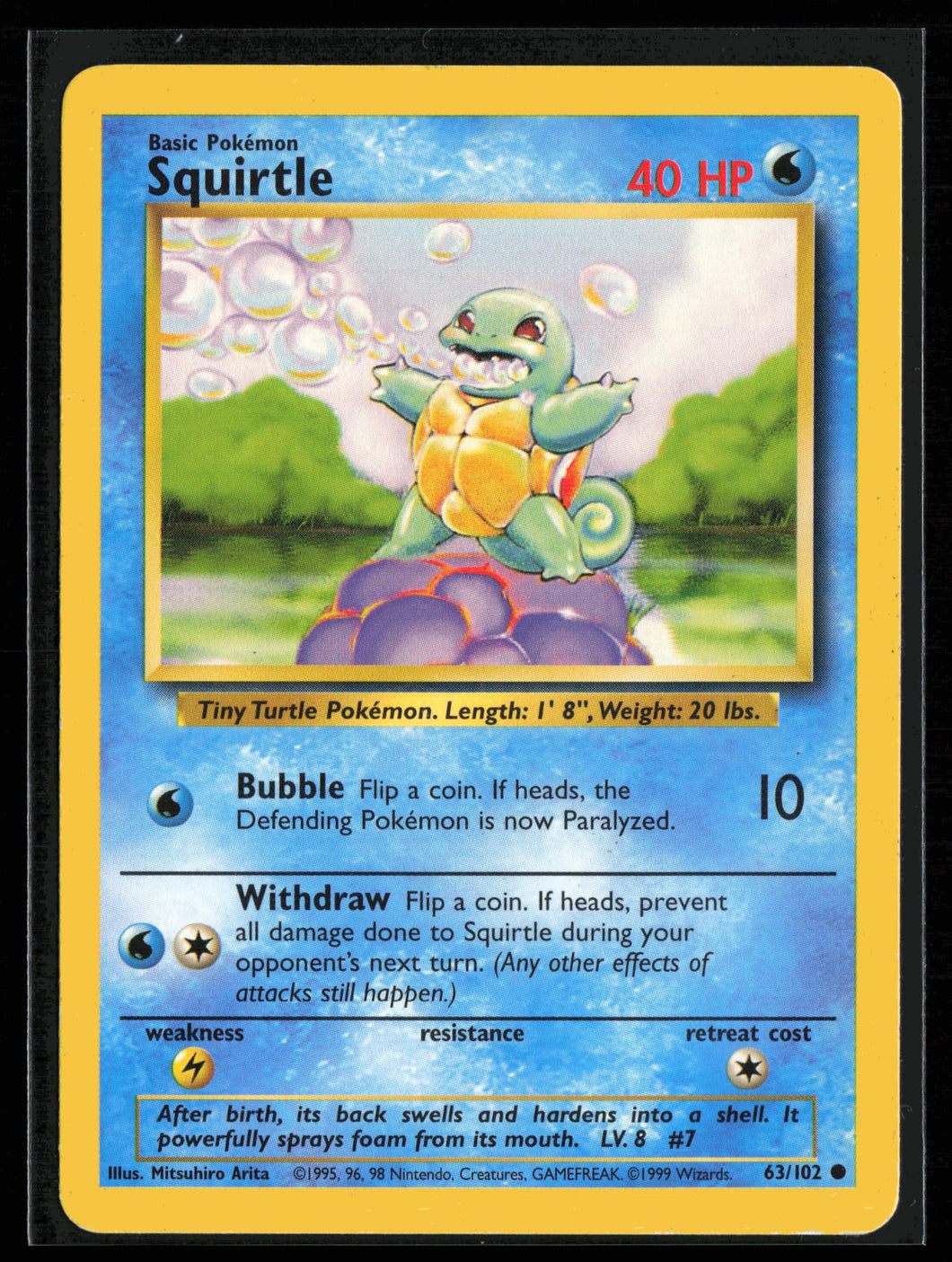 Squirtle Base Set Unlimited 1999 Pokemon LP-MP